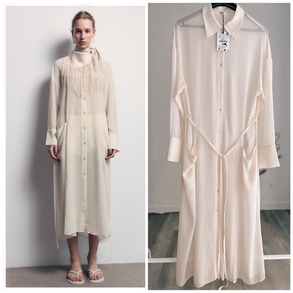 Zara Sheer Shirt Dress New